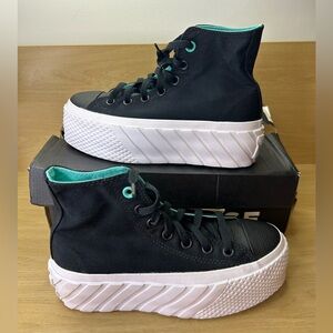 Converse CTAS Lift 2X Hi Black/Electric Aqua/White 571675C Women's 5.5
